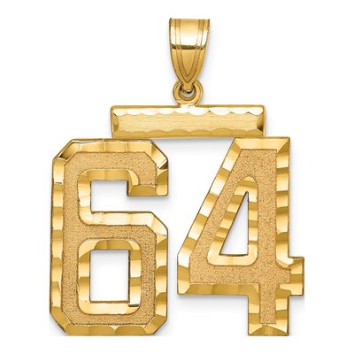 14K Yellow Gold Large Number 64 Pendant