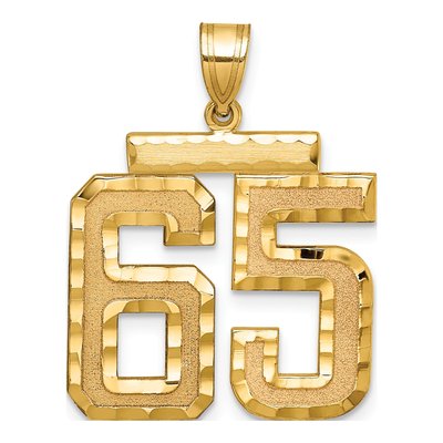 14K Yellow Gold Large Number 65 Pendant