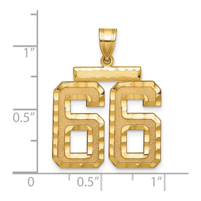 14K Yellow Gold Large Number 66 Pendant – view 2