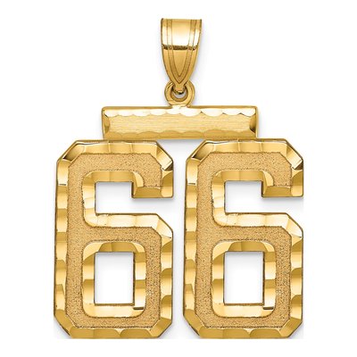14K Yellow Gold Large Number 66 Pendant
