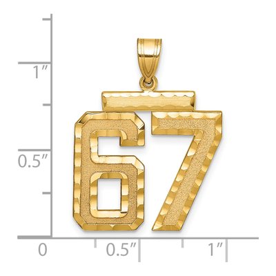 14K Yellow Gold Large Number 67 Pendant – view 2