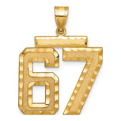 14K Yellow Gold Large Number 67 Pendant