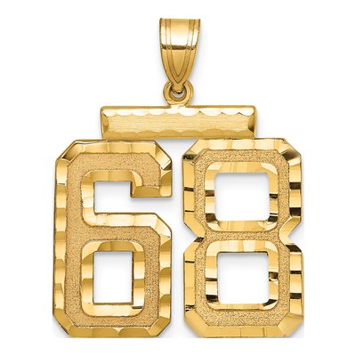 14K Yellow Gold Number 68 Charm