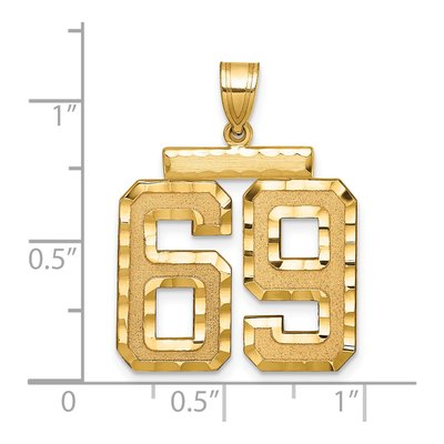 14K Yellow Gold Large Number 69 Pendant – view 2