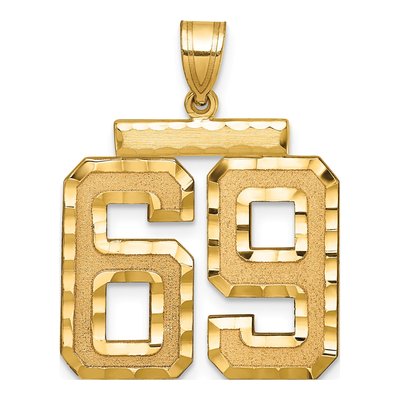 14K Yellow Gold Large Number 69 Pendant