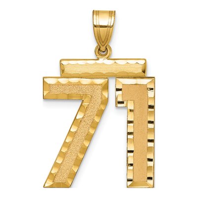 14K Yellow Gold Number 71 Charm