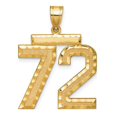 14K Yellow Gold Number 72 Pendant