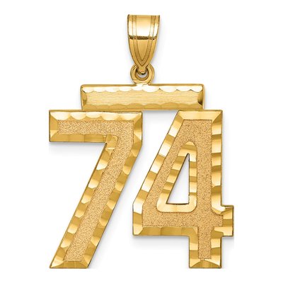 14K Yellow Gold Number 74 Pendant