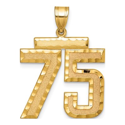 14K Yellow Gold Number 75 Charm