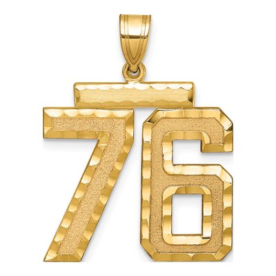14K Yellow Gold Number 76 Charm