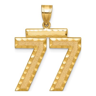 14K Yellow Gold Large Number 77 Pendant