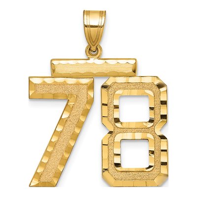 14K Yellow Gold Large Number 78 Pendant