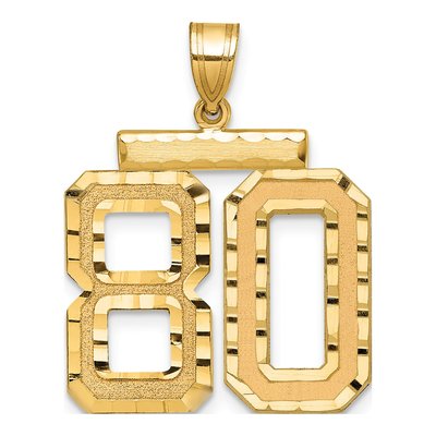 14K Yellow Gold Number 80 Charm