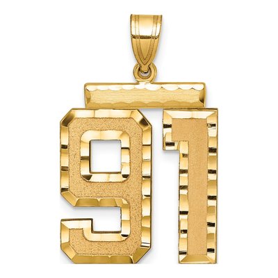 14K Yellow Gold Number 91 Charm