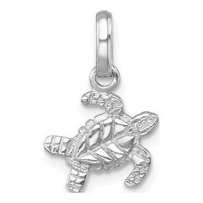 Sterling Silver Small Swimming Turtle Pendant – view 4