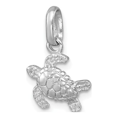 Sterling Silver Small Swimming Turtle Pendant – view 5