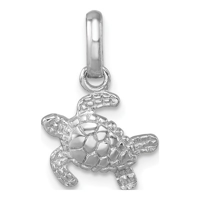 Sterling Silver Small Swimming Turtle Pendant