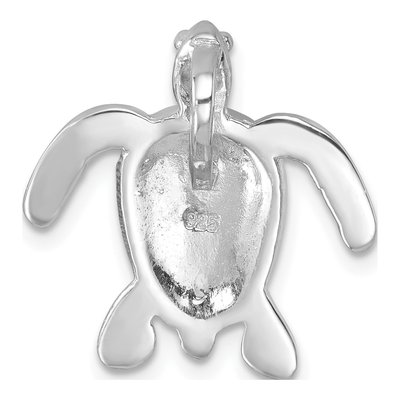 Sterling Silver Crystal Dive Flag Turtle Slide Pendant – view 4