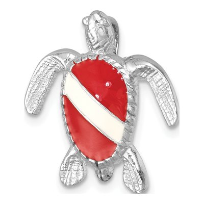 Sterling Silver Crystal Dive Flag Turtle Slide Pendant – view 5