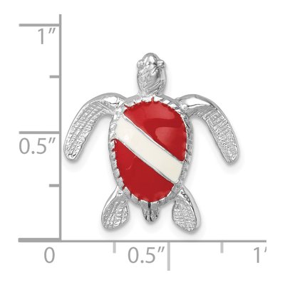 Sterling Silver Crystal Dive Flag Turtle Slide Pendant – view 6