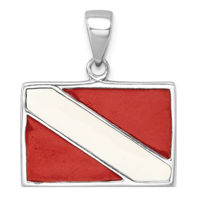 Sterling Silver Crystal Enameled Dive Flag Pendant