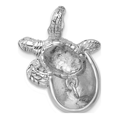 Sterling Silver Crystal Moveable Turtle Egg Pendant – view 4