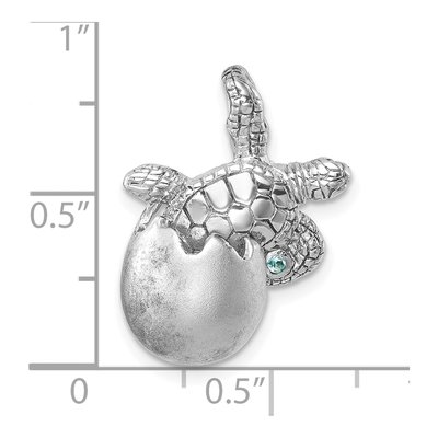 Sterling Silver Crystal Moveable Turtle Egg Pendant – view 6