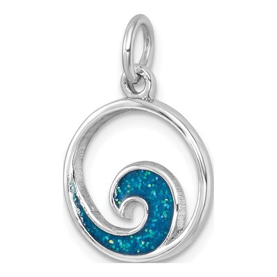 Sterling Silver Enameled Wave Pendant – view 5