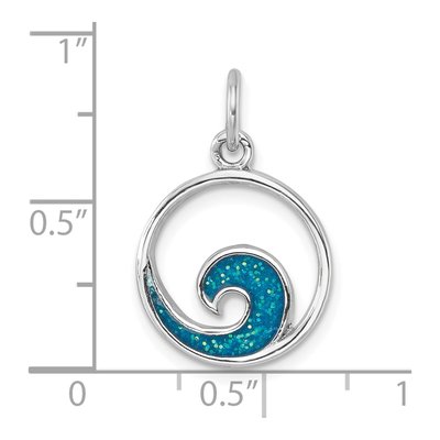Sterling Silver Enameled Wave Pendant – view 6