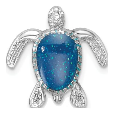 Sterling Silver Enameled Turtle Slide Pendant