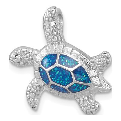 Sterling Silver Enameled Swimming Turtle Slide Pendant – view 5