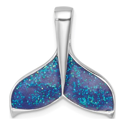 Sterling Silver Enameled Whale's Tail Pendant