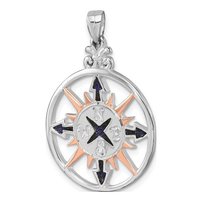 Sterling Silver Enamel Compass Pendant – view 5