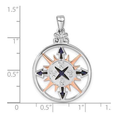 Sterling Silver Enamel Compass Pendant – view 6