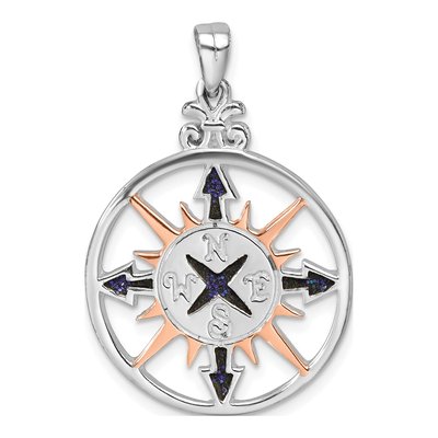 Sterling Silver Enamel Compass Pendant