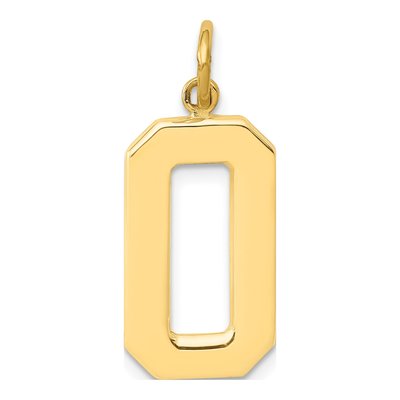 14K Yellow Gold Large Number 0 Charm