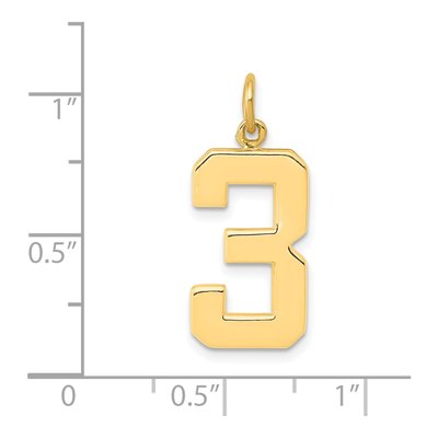 14K Yellow Gold Number 3 Charm – view 5