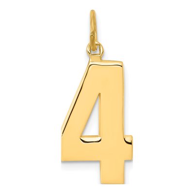 14K Yellow Gold Large Number 4 Charm