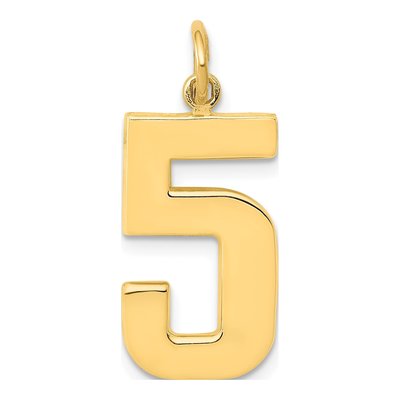 14K Yellow Gold Number 5 Charm