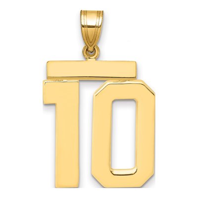 14K Yellow Gold Large Number 10 Pendant