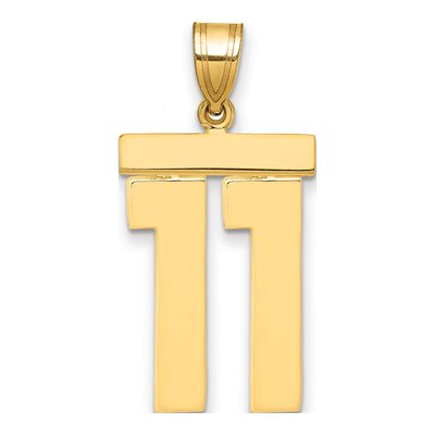 14K Yellow Gold Large Number 11 Pendant
