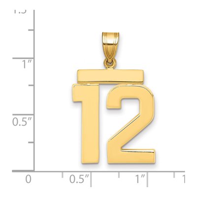 14K Yellow Gold Large Number 12 Pendant – view 2
