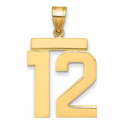 14K Yellow Gold Large Number 12 Pendant