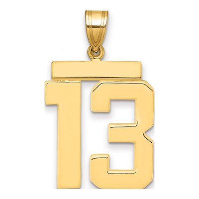14K Yellow Gold Large Number 13 Pendant