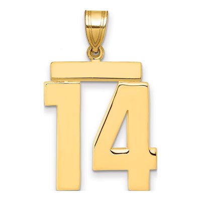 14K Yellow Gold Number 14 Charm