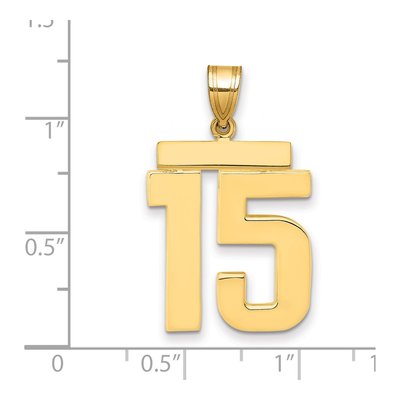 14K Yellow Gold Number 15 Charm – view 2