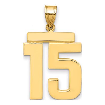 14K Yellow Gold Number 15 Charm