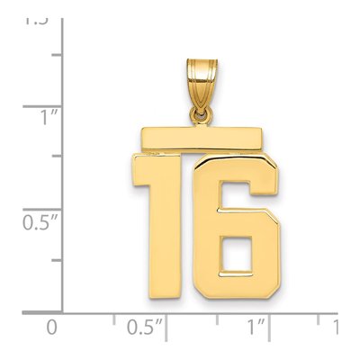 14K Yellow Gold Number 16 Pendant – view 2
