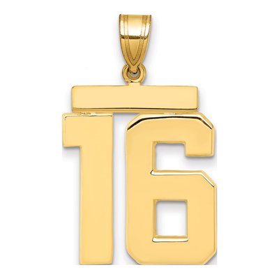 14K Yellow Gold Number 16 Pendant