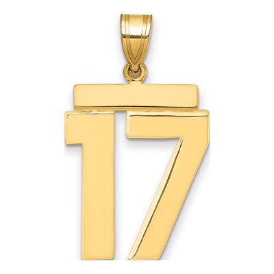 14K Yellow Gold Number 17 Charm